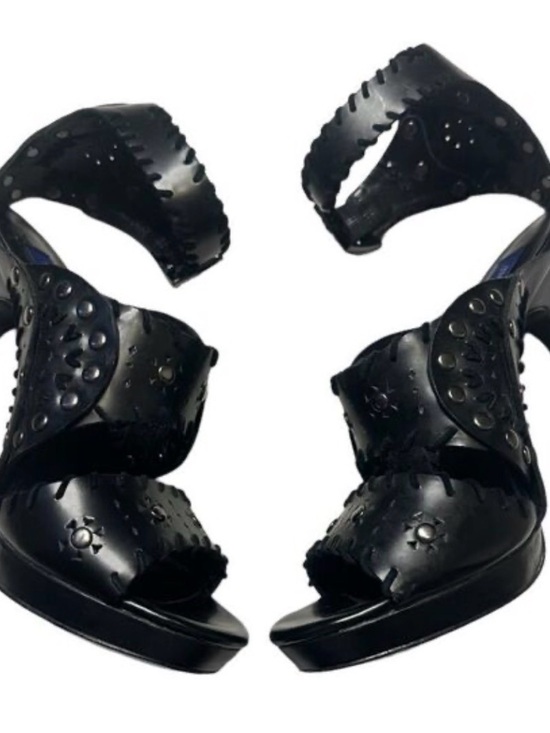 Jimmy Choo Black Studded Leather Stiletto Sandals - Picture 2 of 6